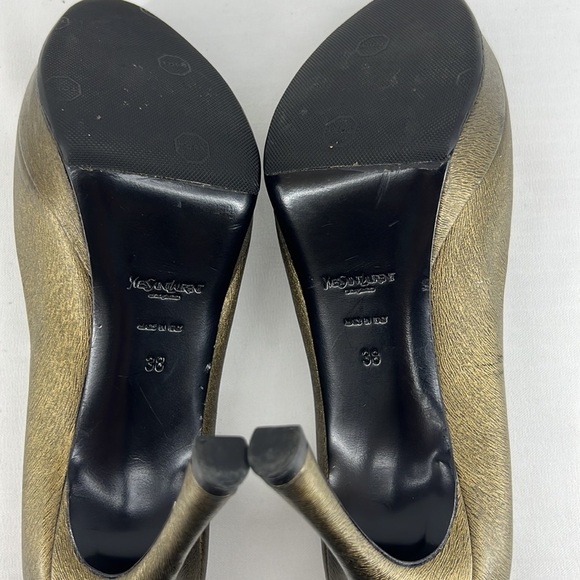 YSL Yves Saint Laurent open toe pumps heels bronze 38 - Picture 12 of 15